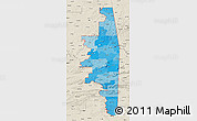 Political Shades 3D Map of ZIP codes starting with 749, shaded relief outside