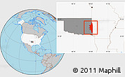Gray Location Map of ZIP codes starting with 749, highlighted country, highlighted state