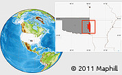 Physical Location Map of ZIP codes starting with 749, highlighted country, highlighted state