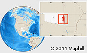 Shaded Relief Location Map of ZIP codes starting with 749, highlighted state