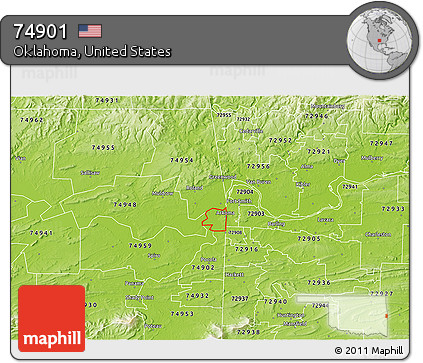 Physical 3D Map of ZIP Code 74901
