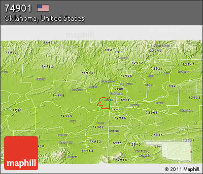 Physical 3D Map of ZIP Code 74901
