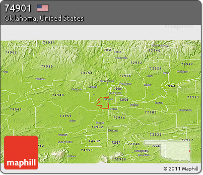 Physical 3D Map of ZIP Code 74901