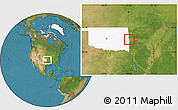 Satellite Location Map of ZIP code 74901, highlighted state