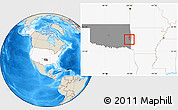 Shaded Relief Location Map of ZIP code 74940, highlighted country, highlighted state