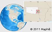 Shaded Relief Location Map of ZIP code 74940, highlighted county, highlighted state