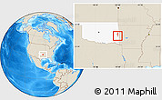 Shaded Relief Location Map of ZIP code 74940, highlighted state