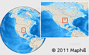 Shaded Relief Location Map of ZIP code 74941, within the entire country