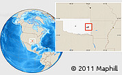 Shaded Relief Location Map of ZIP code 74941, highlighted county, highlighted state