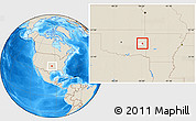 Shaded Relief Location Map of ZIP code 74941, highlighted county