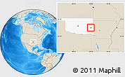 Shaded Relief Location Map of ZIP code 74944, highlighted state