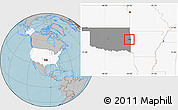Gray Location Map of ZIP code 74948, highlighted country, highlighted state, hill shading