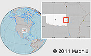 Gray Location Map of ZIP code 74948, highlighted state, hill shading