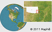 Satellite Location Map of ZIP code 74949, highlighted state