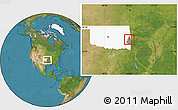 Satellite Location Map of ZIP code 74956, highlighted county, highlighted state
