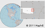 Gray Location Map of ZIP code 74960, highlighted state, hill shading