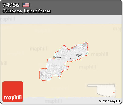 Classic Style 3D Map of ZIP Code 74966, single color outside