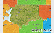Satellite Map of Bryan County, political outside