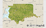Satellite Map of Bryan County, shaded relief outside