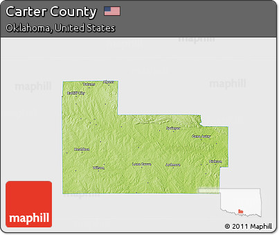 Physical 3D Map of Carter County, single color outside