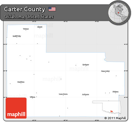 Silver Style Simple Map of Carter County, single color outside