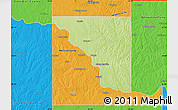 Physical Map of Cleveland County, political outside