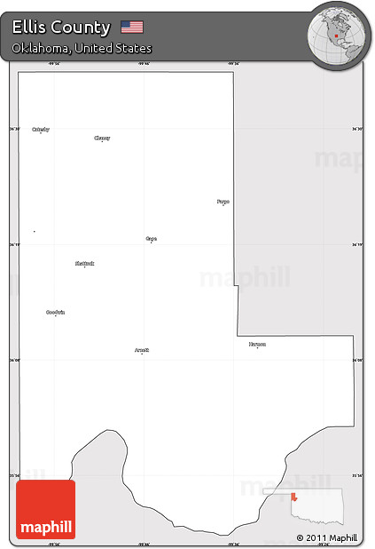 Silver Style Simple Map of Ellis County, cropped outside