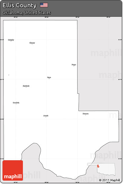 Silver Style Simple Map of Ellis County, cropped outside