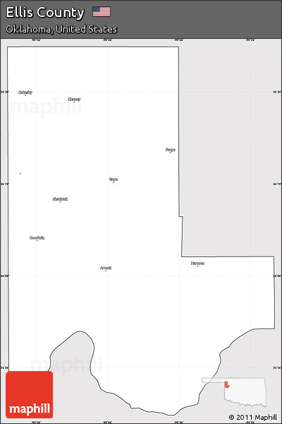 Silver Style Simple Map of Ellis County, cropped outside
