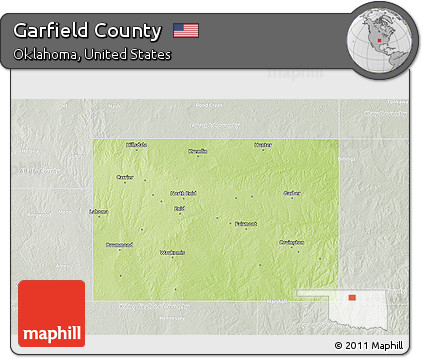 Physical 3D Map of Garfield County, lighten, semi-desaturated
