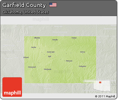 Physical 3D Map of Garfield County, lighten, semi-desaturated