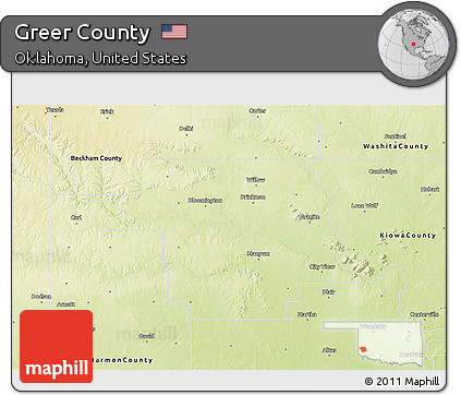 Physical 3D Map of Greer County