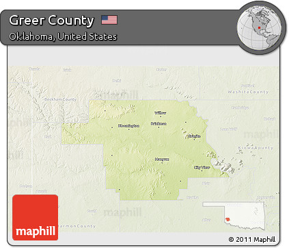 Physical 3D Map of Greer County, lighten
