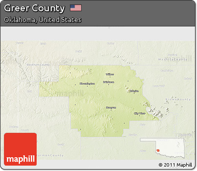 Physical 3D Map of Greer County, lighten
