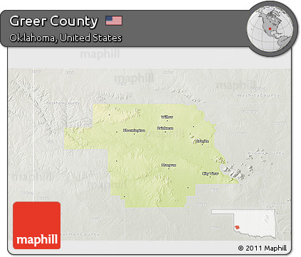 Physical 3D Map of Greer County, lighten, semi-desaturated