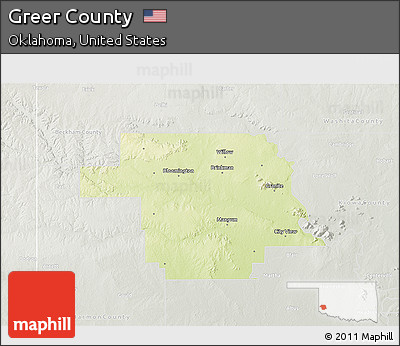 Physical 3D Map of Greer County, lighten, semi-desaturated