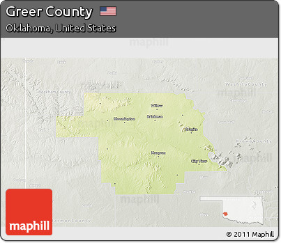 Physical 3D Map of Greer County, lighten, semi-desaturated