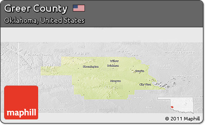 Physical Panoramic Map of Greer County, lighten, desaturated