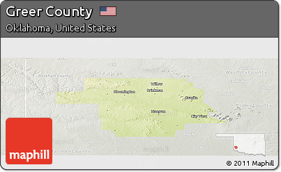 Physical Panoramic Map of Greer County, lighten, semi-desaturated