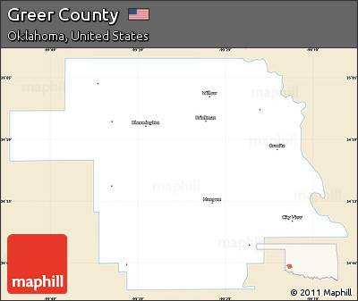 Classic Style Simple Map of Greer County, single color outside