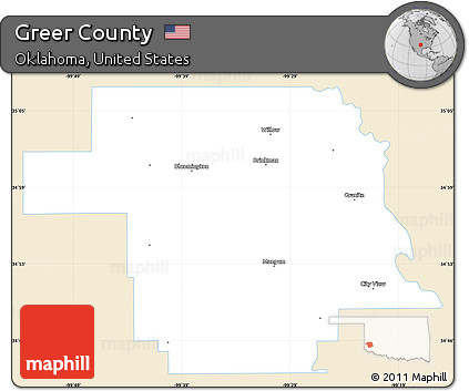 Classic Style Simple Map of Greer County, single color outside