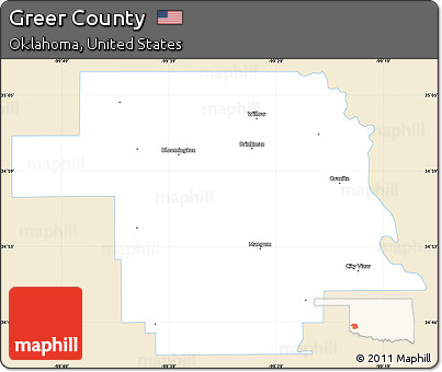 Classic Style Simple Map of Greer County, single color outside