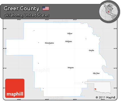 Silver Style Simple Map of Greer County, single color outside