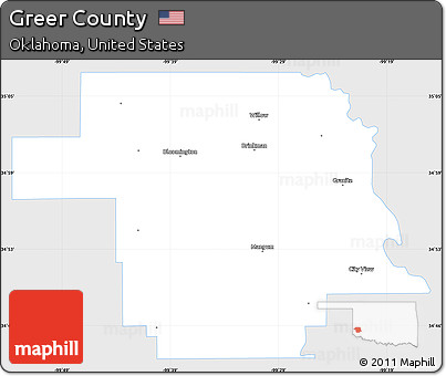 Silver Style Simple Map of Greer County, single color outside