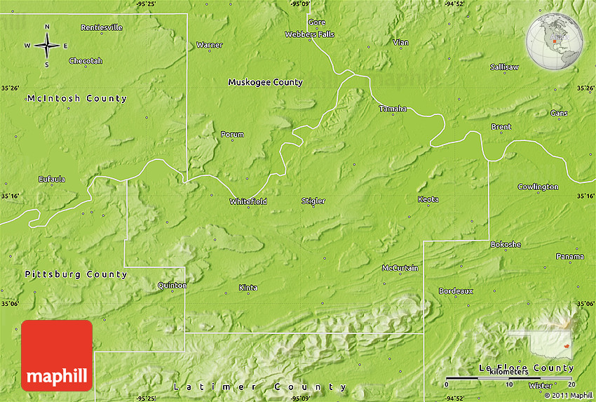 Physical Map of Haskell County