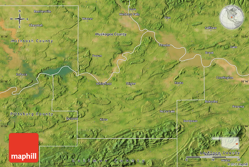 Satellite Map of Haskell County