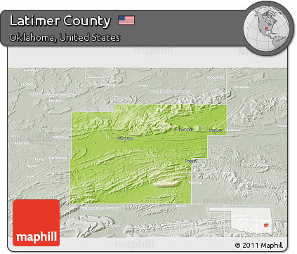 Physical 3D Map of Latimer County, lighten, semi-desaturated
