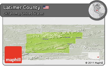 Physical Panoramic Map of Latimer County, lighten, semi-desaturated
