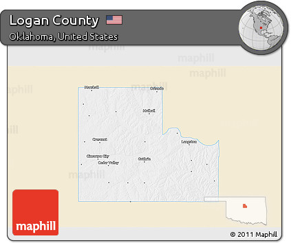 Classic Style 3D Map of Logan County, single color outside