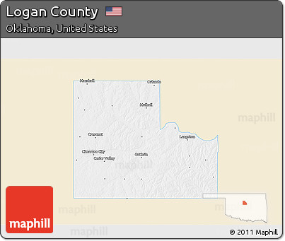Classic Style 3D Map of Logan County, single color outside